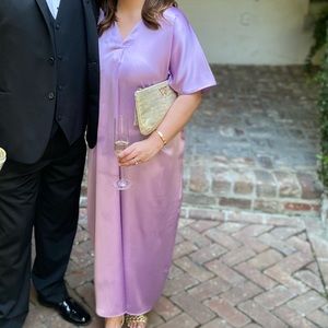 Purple satin kaftan dress